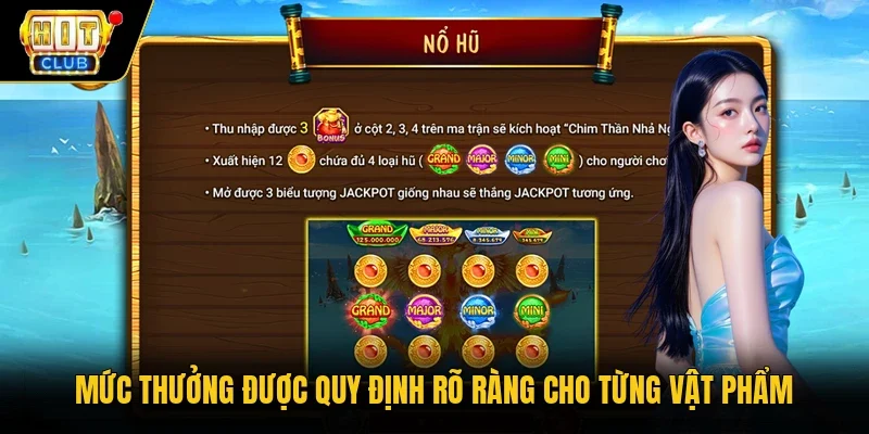 Mức thưởng được quy định rõ ràng cho từng vật phẩm